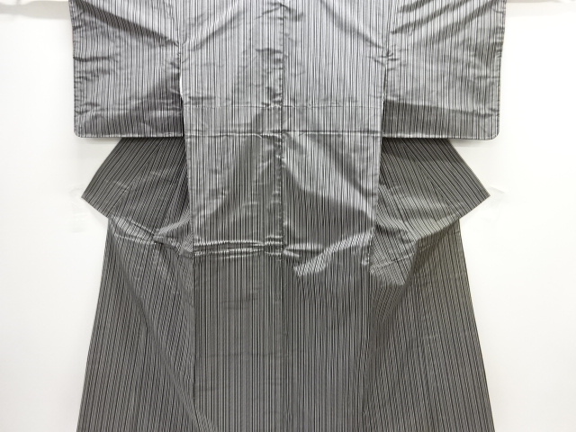 JAPANESE KIMONO / ANTIQUE KIMONO / SILK / TSUMUGI / WOVEN STRIPE